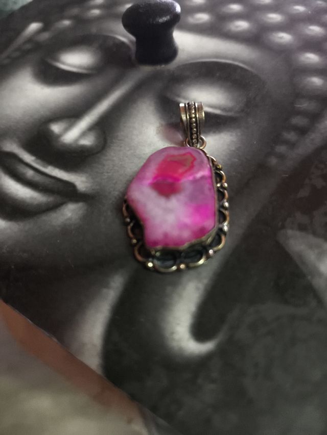 Colgante plata y. Cuarzo solar rosa 