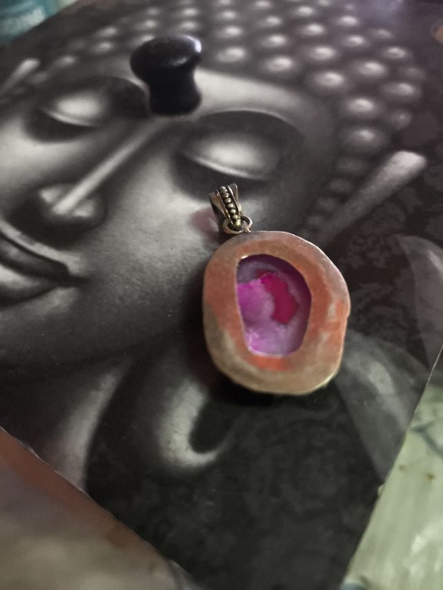 Colgante plata y. Cuarzo solar rosa 