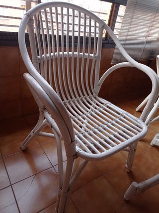 Mesa+4 sillas jardín blanco