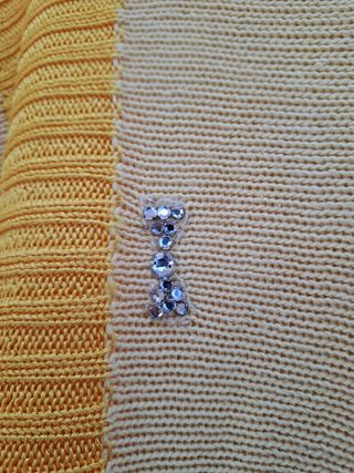 Maglia Cotone Giallo Beige Strass