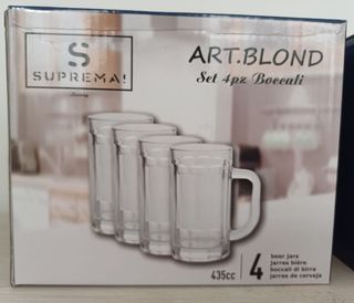 Set 4 boccali birra vetro
