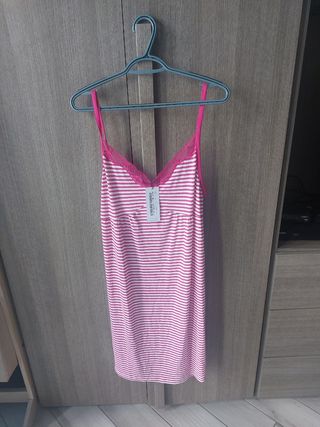 Camicia notte righe rosa-bianca