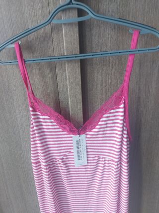 Camicia notte righe rosa-bianca