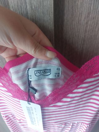 Camicia notte righe rosa-bianca
