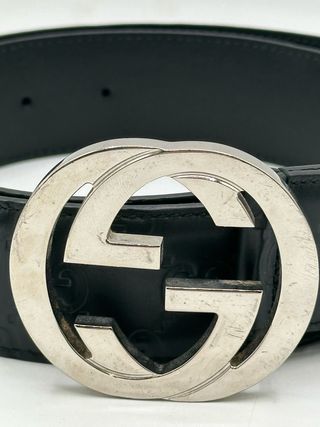 Cinturón Gucci GG - Negro/Plata