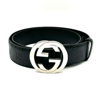 Cinturón Gucci GG - Negro/Plata