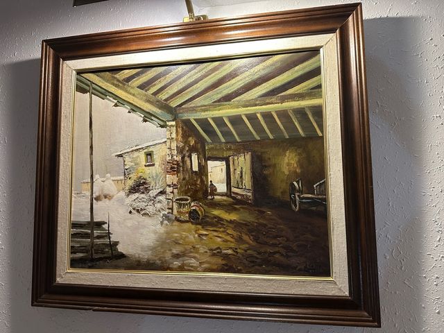 Cuadro rústico paisaje invernal