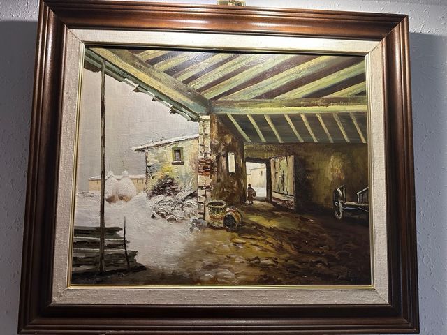 Cuadro rústico paisaje invernal