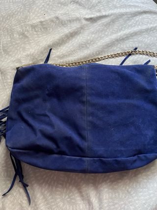 Bolso Blanco azul - bandolera flecos