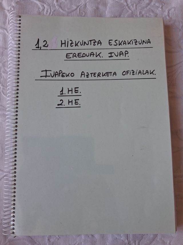 Modelos perfiles lingüísticos Euskera, PL1 y PL2.