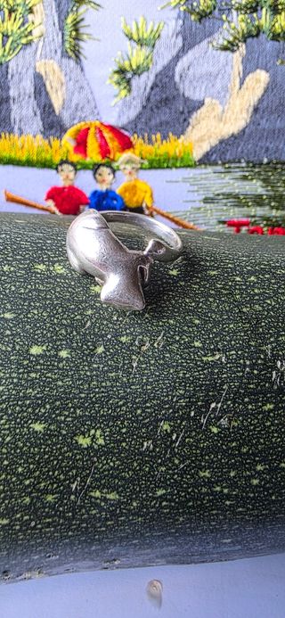 Anillo vintage plata años 70 gato