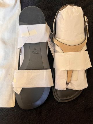 Sandalias Zara Piel Beige Talla 39