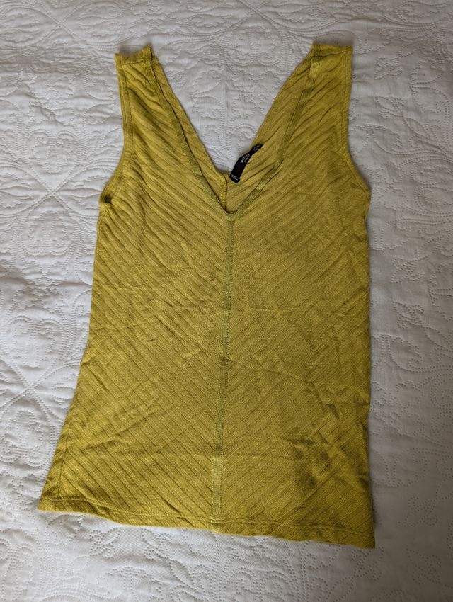 Top Mango amarillo mostaza Talla S