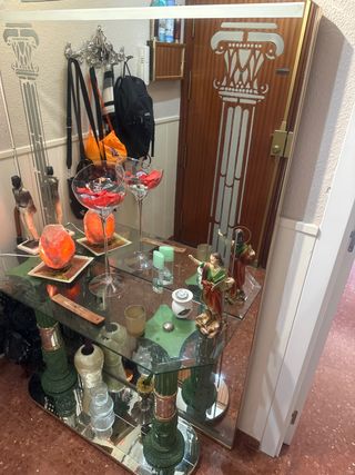 Mueble recibidor cristal vintage