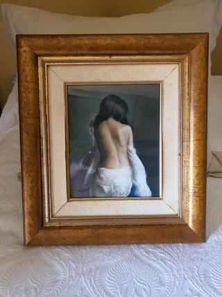 Cuadro óleo sobre lienzo, figura femenina, 45/50