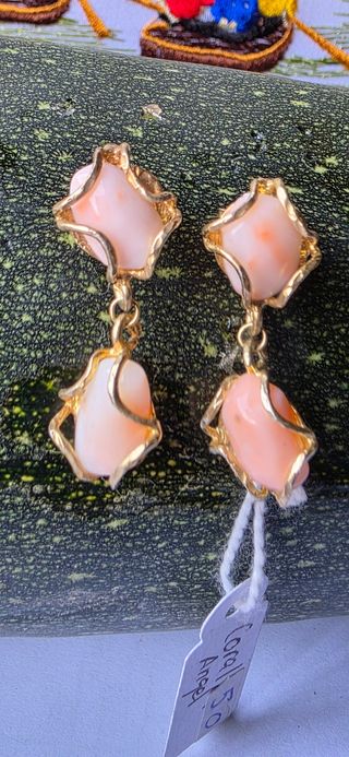 Pendientes coral y plata años 80
