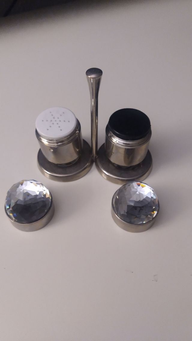 Juego pimentero y salero metal cristal