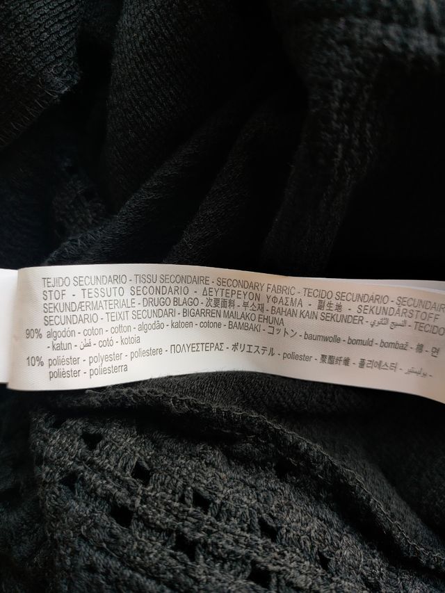 Camisa Zara negra crochet algodón