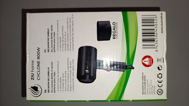 Secador Ziu Cyclone 800WLigero Secador para viaje