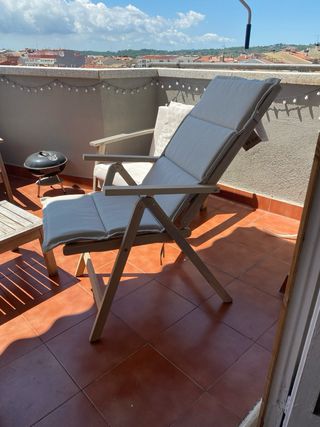 Silla plegable terraza madera + cojín 