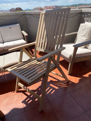 Silla plegable terraza madera + cojín 