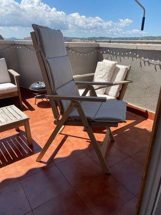 Silla plegable terraza madera + cojín 