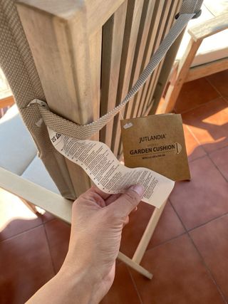 Silla plegable terraza madera + cojín 