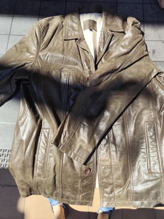 Chaquetón piel marrón caballero