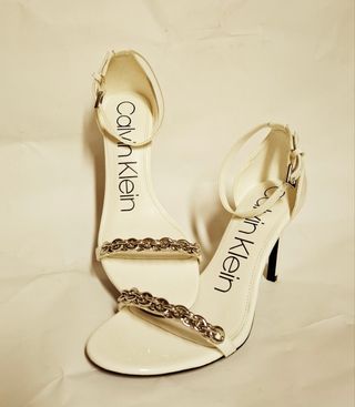 Sandali Calvin Klein bianchi, tacco alto