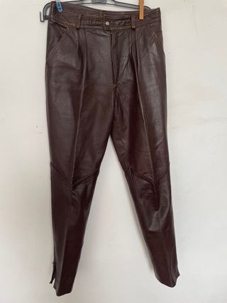 Pantalones cuero (piel real) marrón