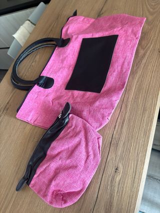Borsa mare rosa + pochette