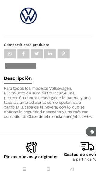 Nevera VW 000065400F frío-calor