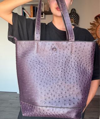 Borsa tote viola in pelle