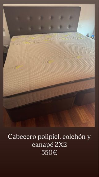 Cabecero polipiel + canapé + colchón 2x2