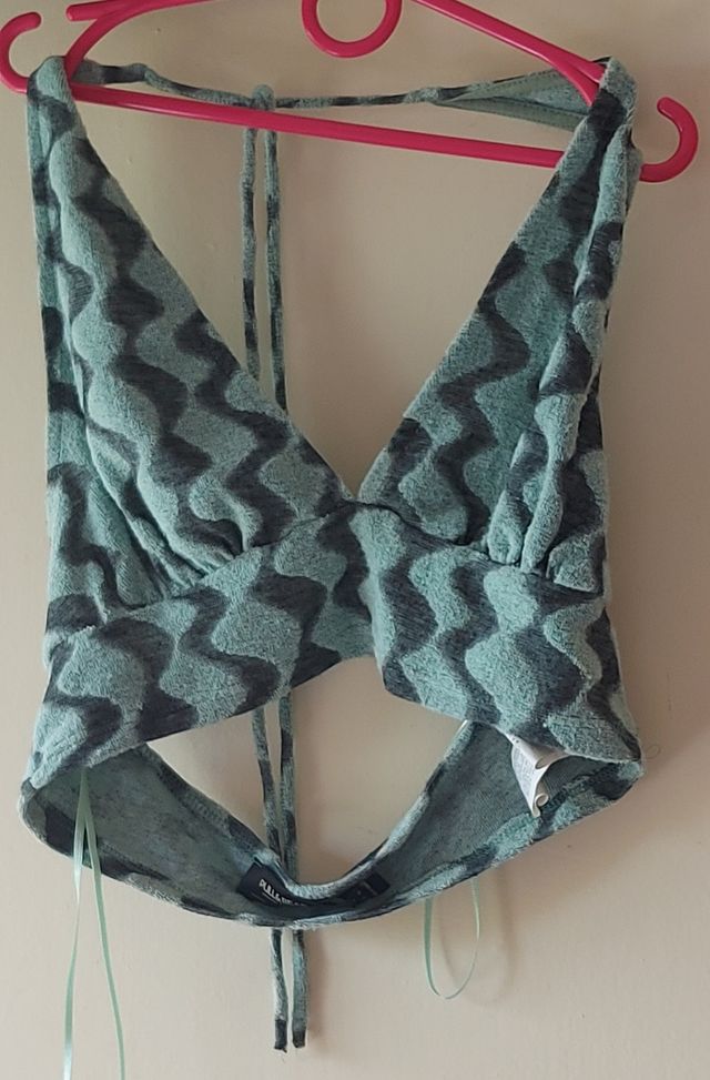 Top halter Pull&Bear Mujer estampado verde azulado
