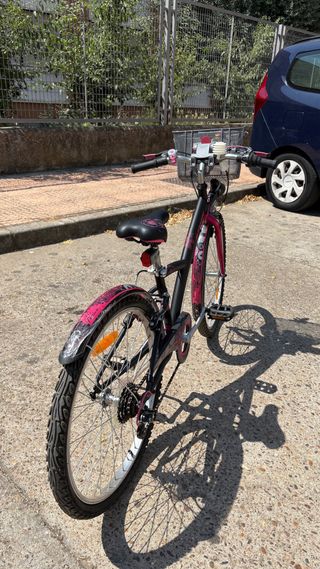 Bicicleta niños B TWIN negra y rosa
