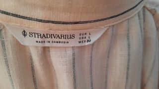 Vestido rayas Stradivarius beige