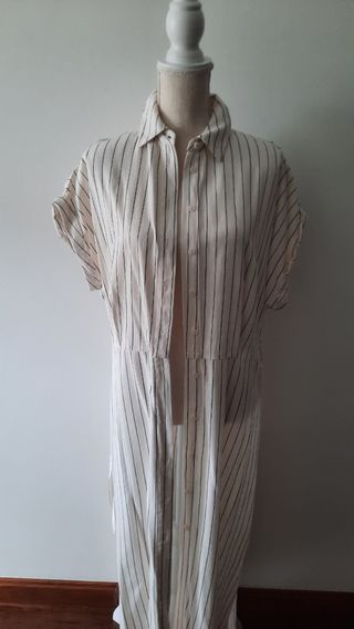 Vestido rayas Stradivarius beige