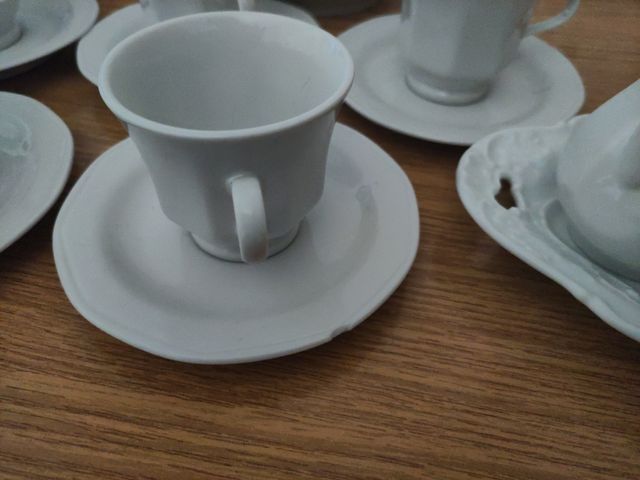 Juego té porcelana blanco - 6 tazas