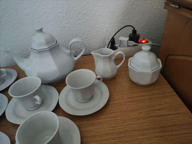 Juego té porcelana blanco - 6 tazas