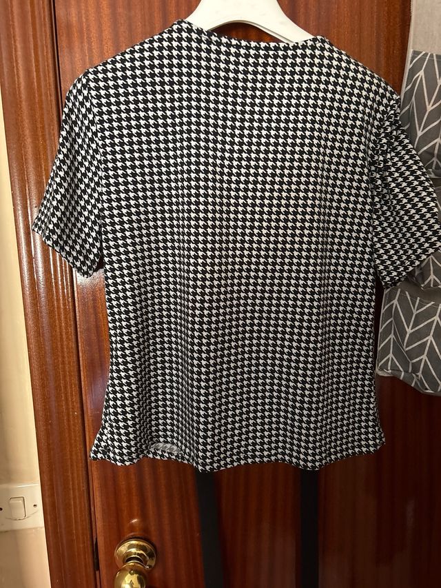 Blusa vichy blanco-negro - Talla L