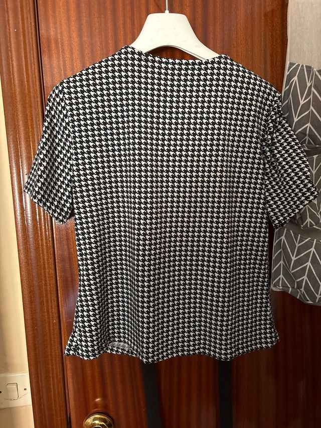 Blusa vichy blanco-negro - Talla L