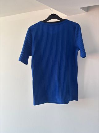 Top Zara azul canalé