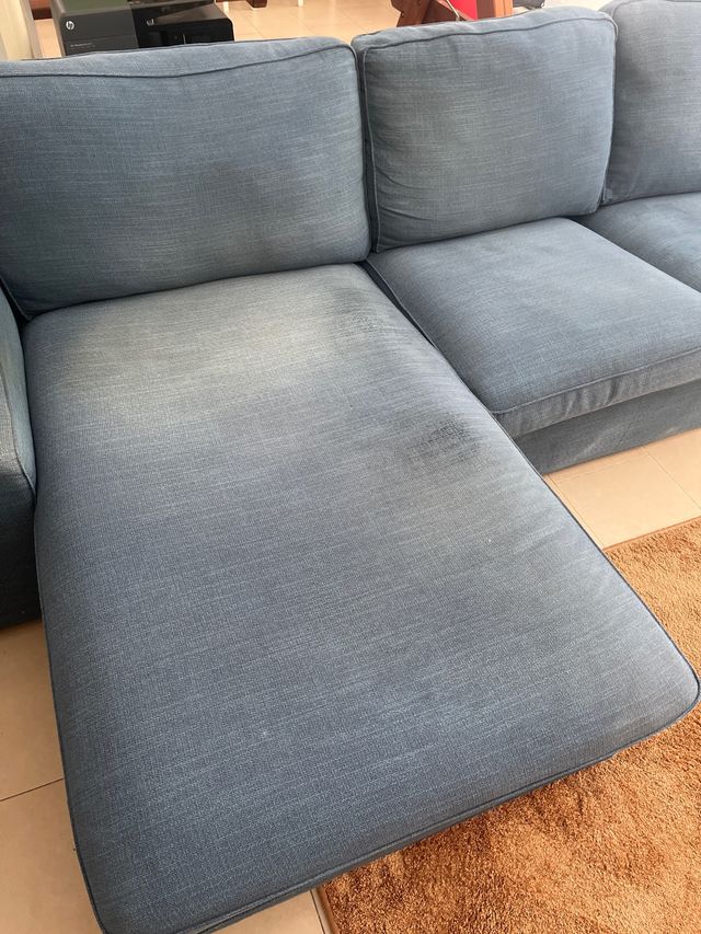 Sofá chaiselongue azul 3 plazas