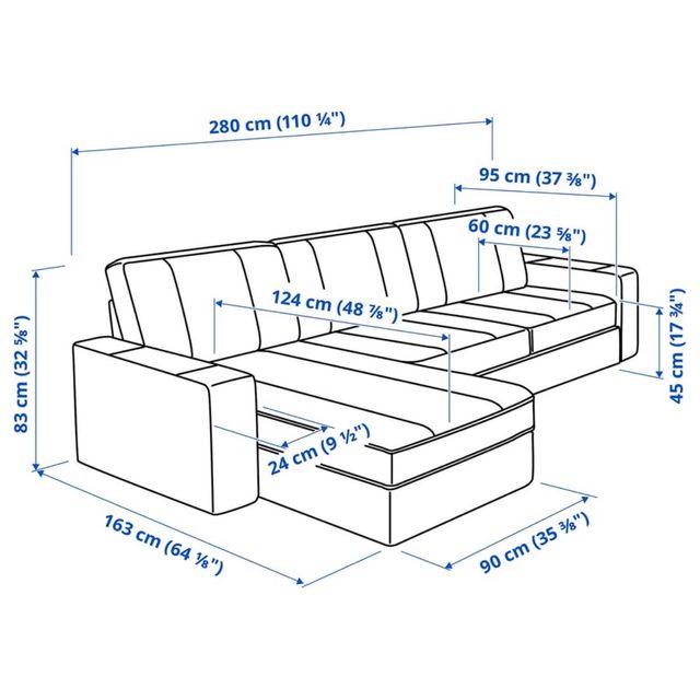 Sofá chaiselongue azul 3 plazas