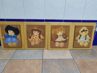 4 Cuadros muñecas infantiles