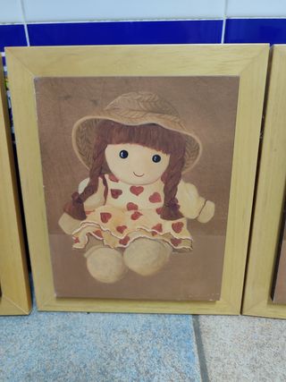 4 Cuadros muñecas infantiles