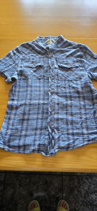 Camisa cuadros azul-blanca talla M