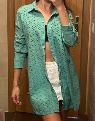 Camisa algodon verde talla S WE