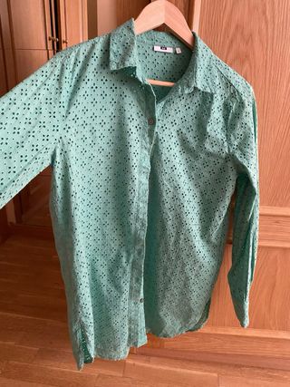 Camisa algodon verde talla S WE